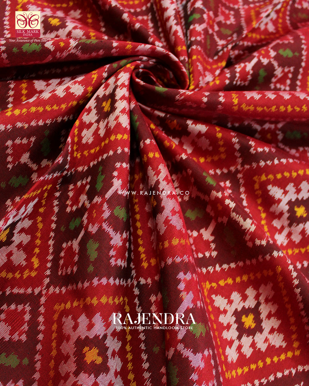 Traditional Panchanda Design Red Ikat Rajkot Patola Saree