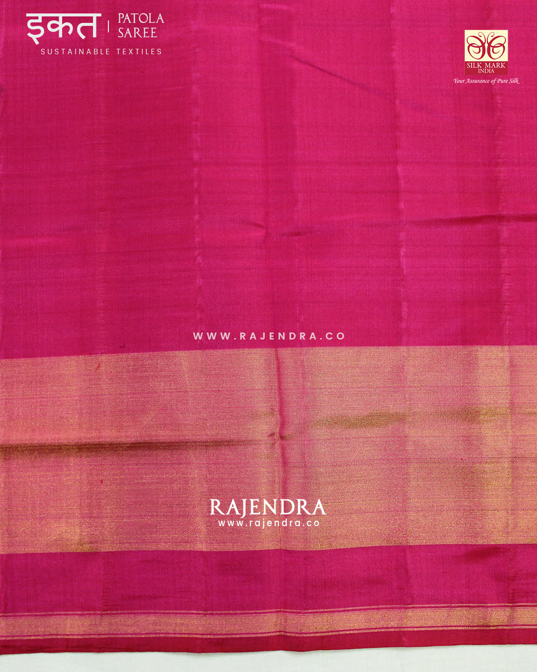 Traditional Sakali Design Parrot Green and Pink Single Ikat Rajkot Patola Saree
