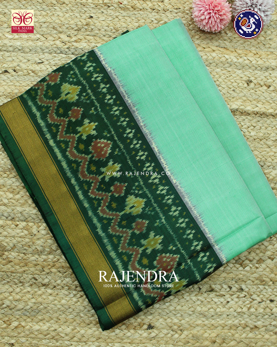 Traditional Gala Border Pastel Green Rajkot Patola Saree