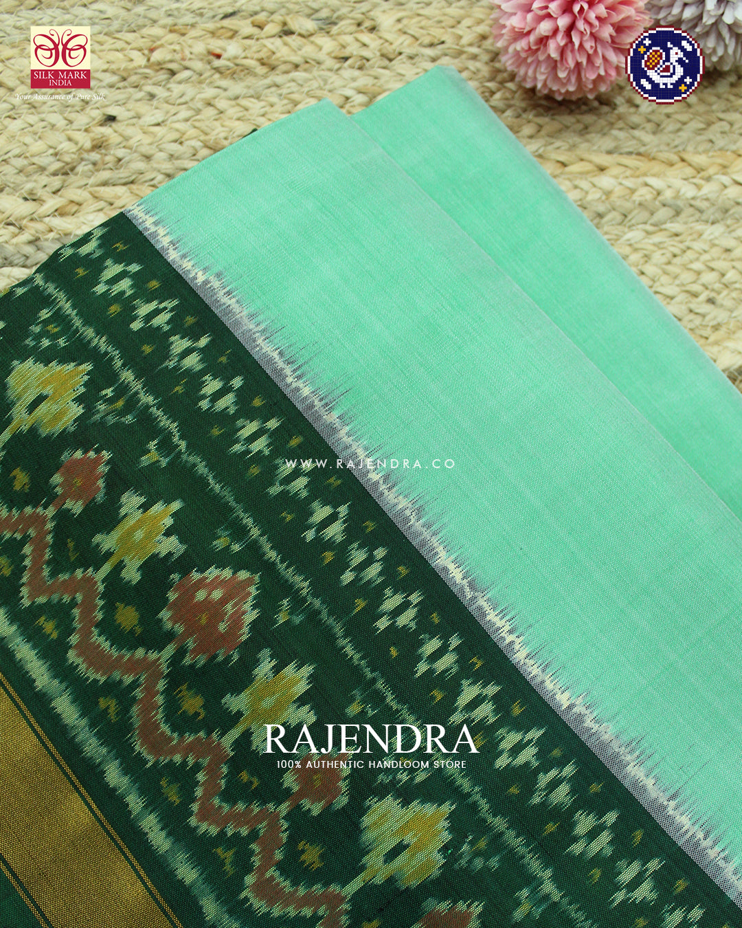 Traditional Gala Border Pastel Green Rajkot Patola Saree