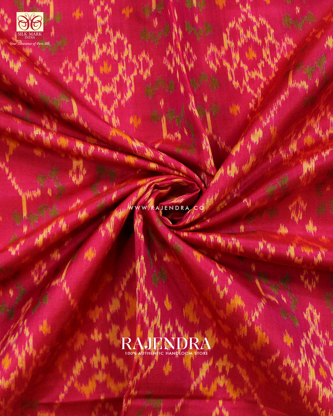 Traditional Navratna Design Peach Black Single Ikat Rajkot Patola Saree