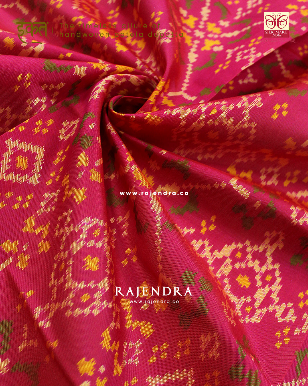 Traditional Navratna Design Peach Pink Single Ikat Rajkot Patola Dupatta
