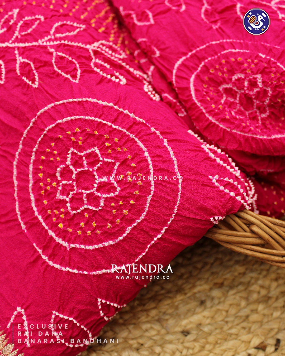 Exclusive Rai Dana Pure Khadi Georgette Banarasi Bandhani Saree