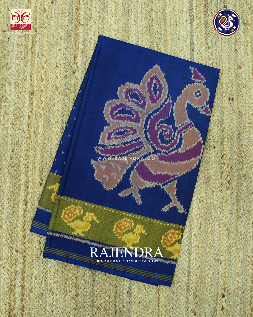 Exclusive Peacock Motif Blue Skirt Border Rajkot Patola Saree