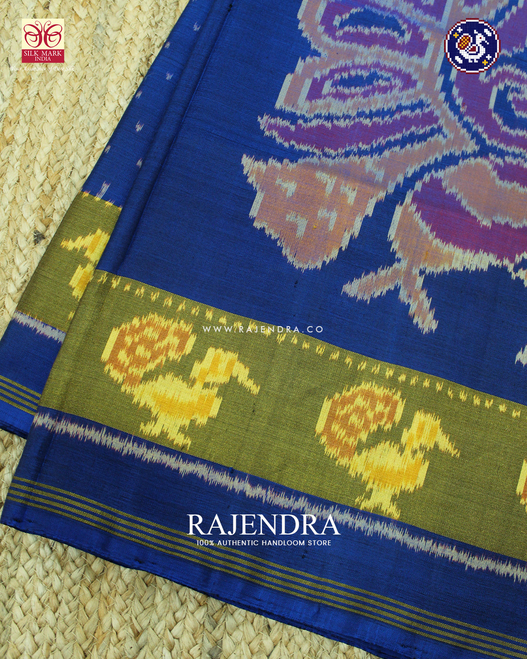 Exclusive Peacock Motif Blue Skirt Border Rajkot Patola Saree