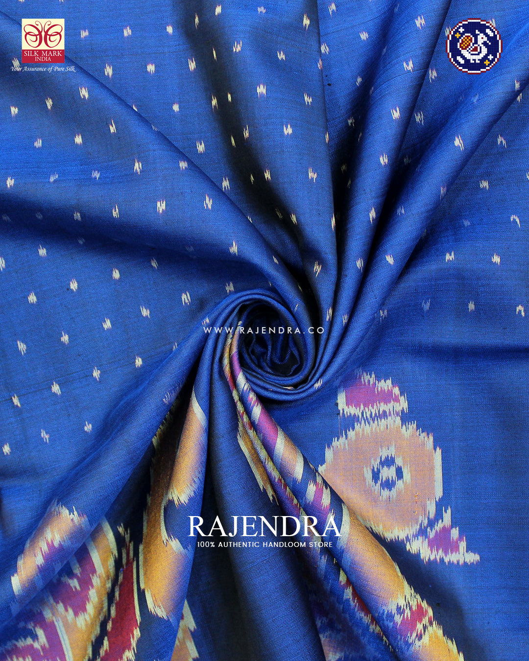 Exclusive Peacock Motif Blue Skirt Border Rajkot Patola Saree