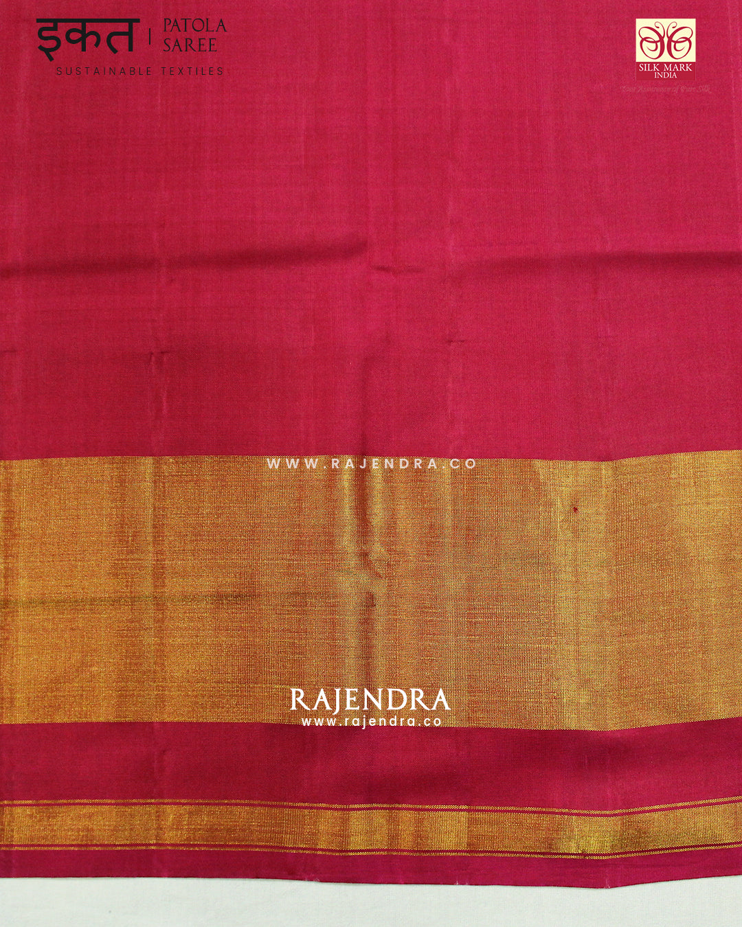 Traditional Manekchowk Bhat Pink Blue Single Ikat Rajkot Patola Saree