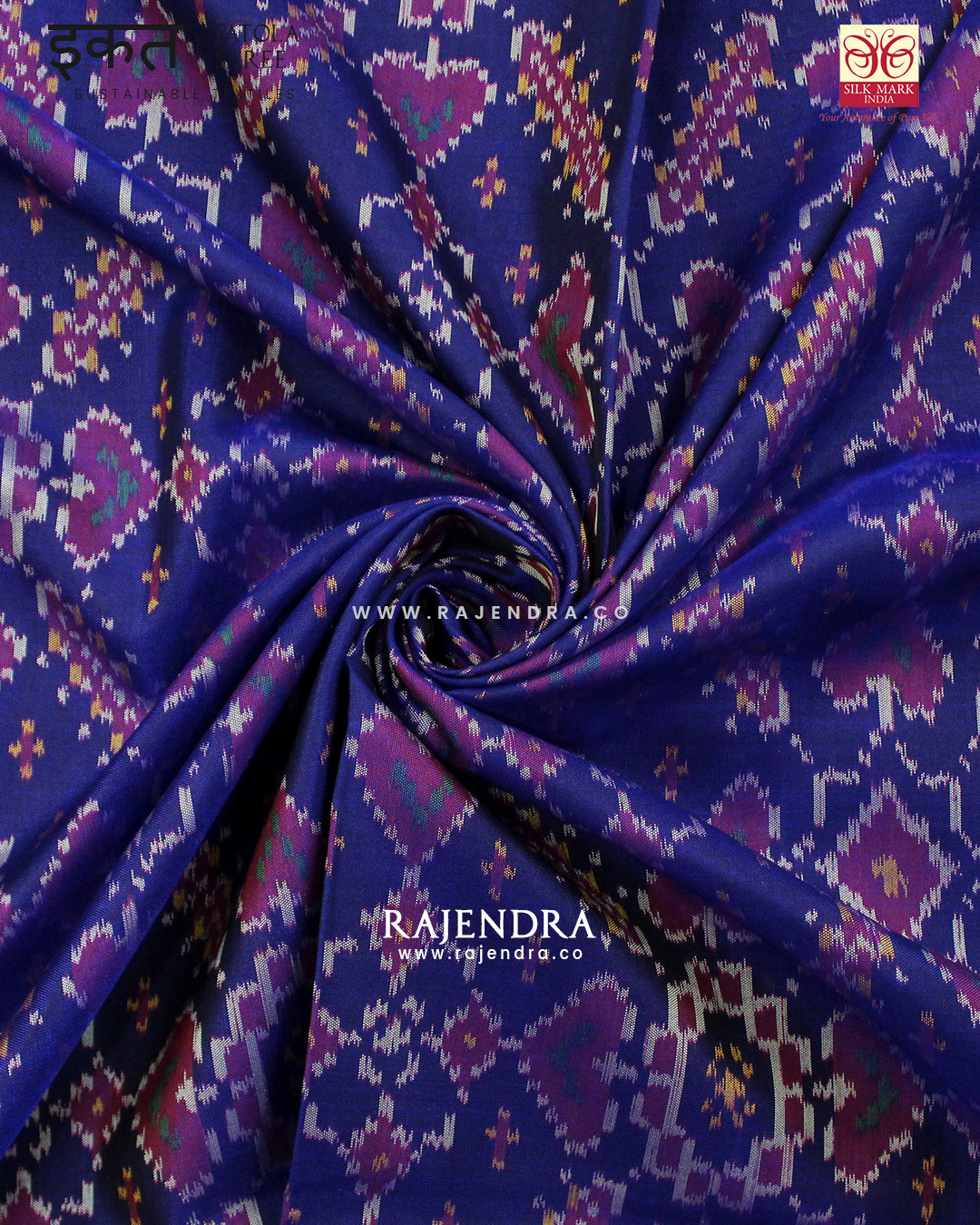 Traditional Manekchowk Bhat Pink Blue Single Ikat Rajkot Patola Saree