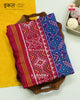 Traditional Manekchowk Design Pink and Blue Semi Double Ikat Rajkot Patola Saree