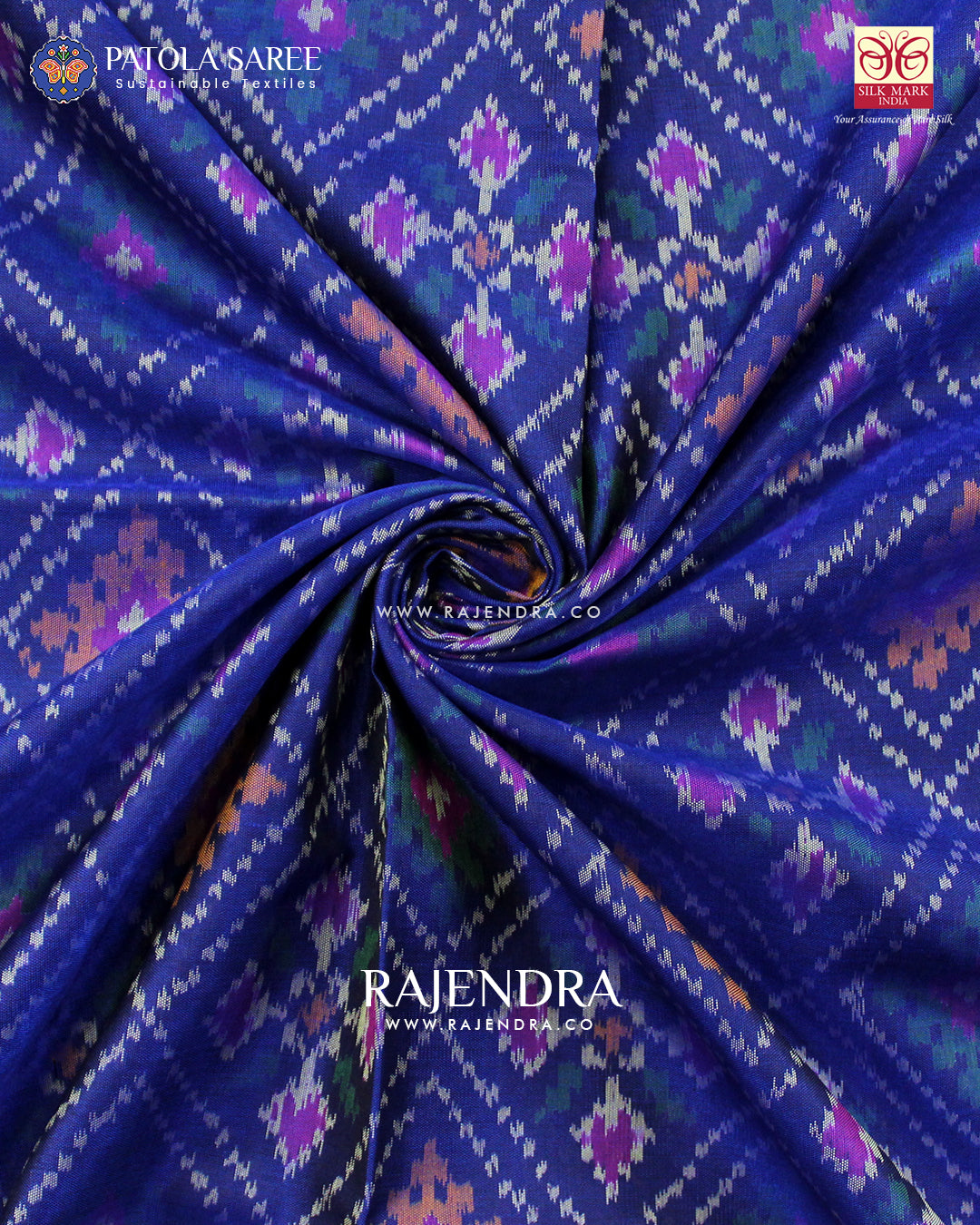 Exclusive Panchanda Design Pink and Blue Single Ikat Rajkot Patola Saree
