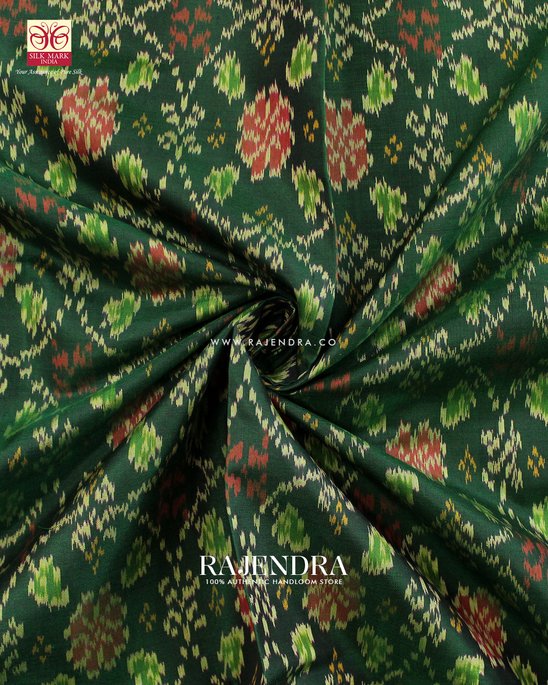 Traditional Chabadi Design Pink and Green Rajkot Patola Saree