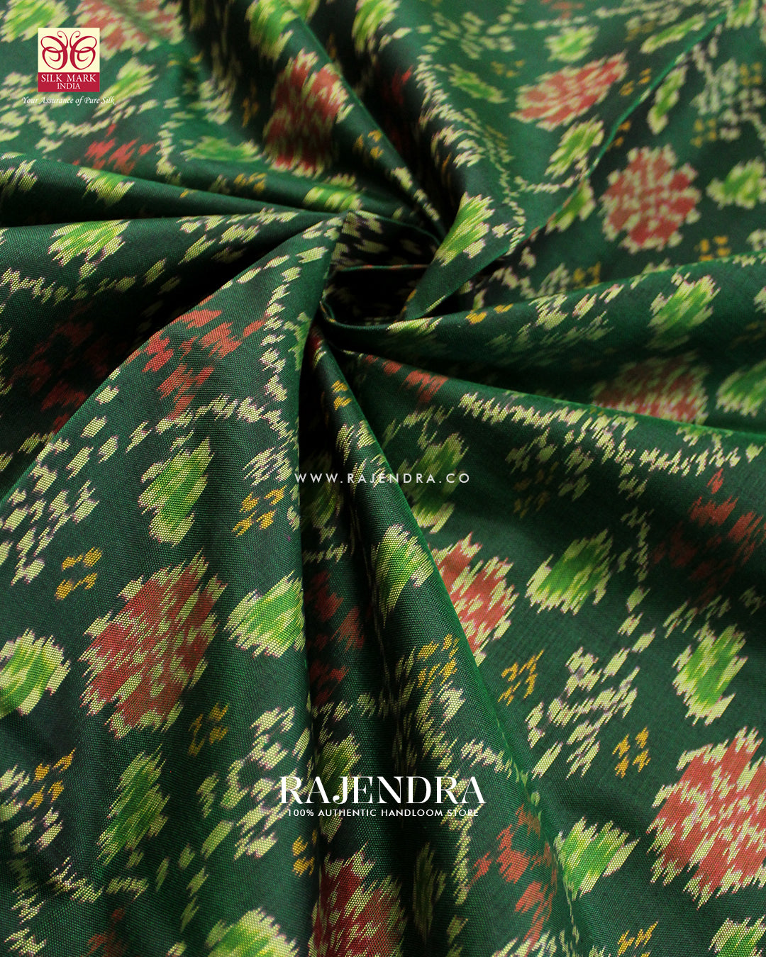 Traditional Chabadi Design Pink and Green Rajkot Patola Saree
