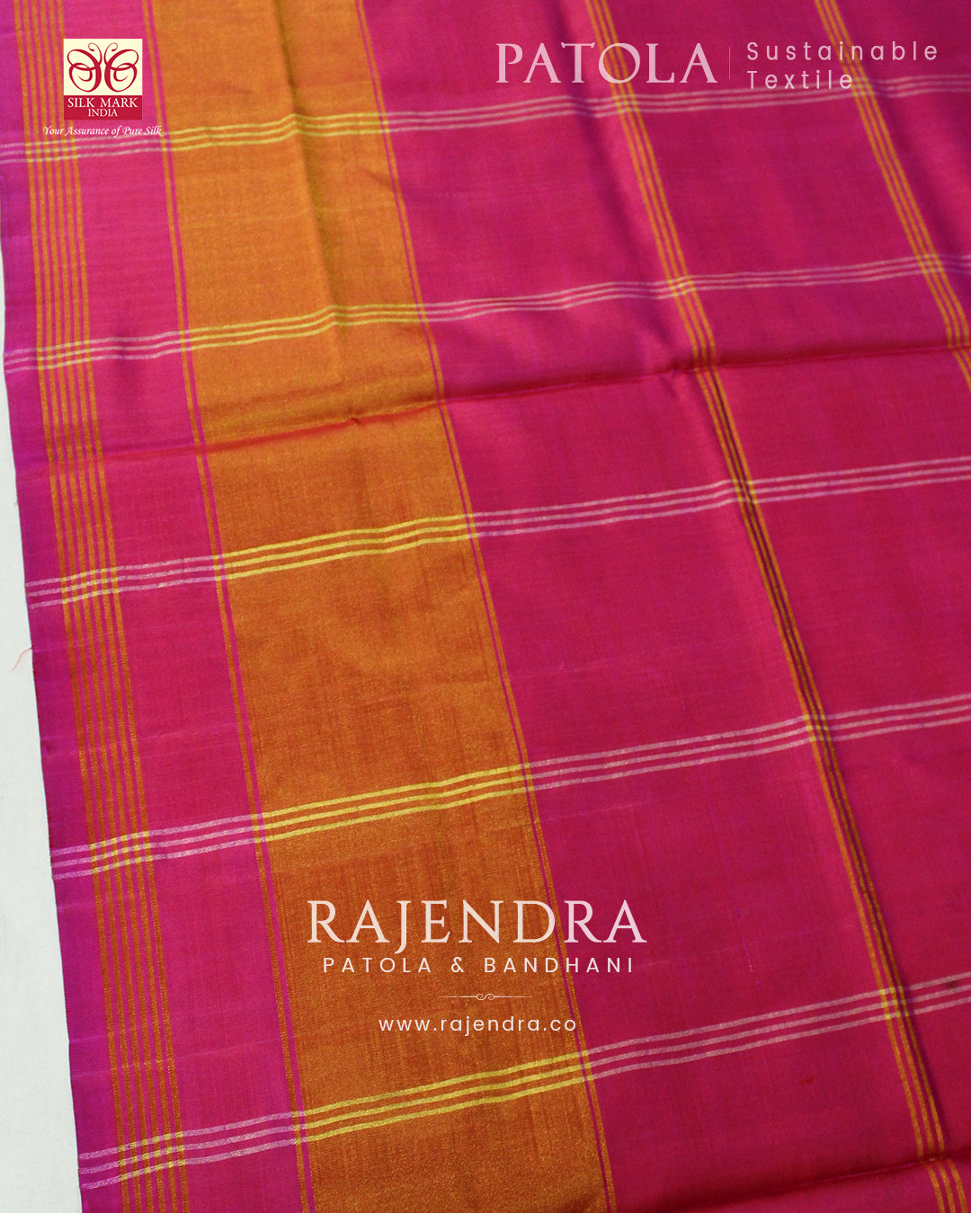 Traditional Zari Checks Pink and Green Single Ikat Rajkot Patola Saree
