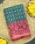 Traditional Buttonful Design Pink and Light Blue Single Ikat Rajkot Patola Saree