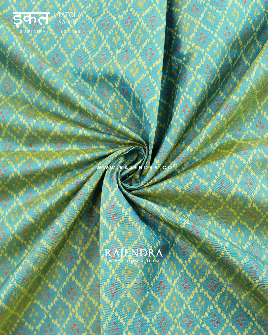 Traditional Sakali Design Pink and Light Blue Single Ikat Rajkot Patola Saree