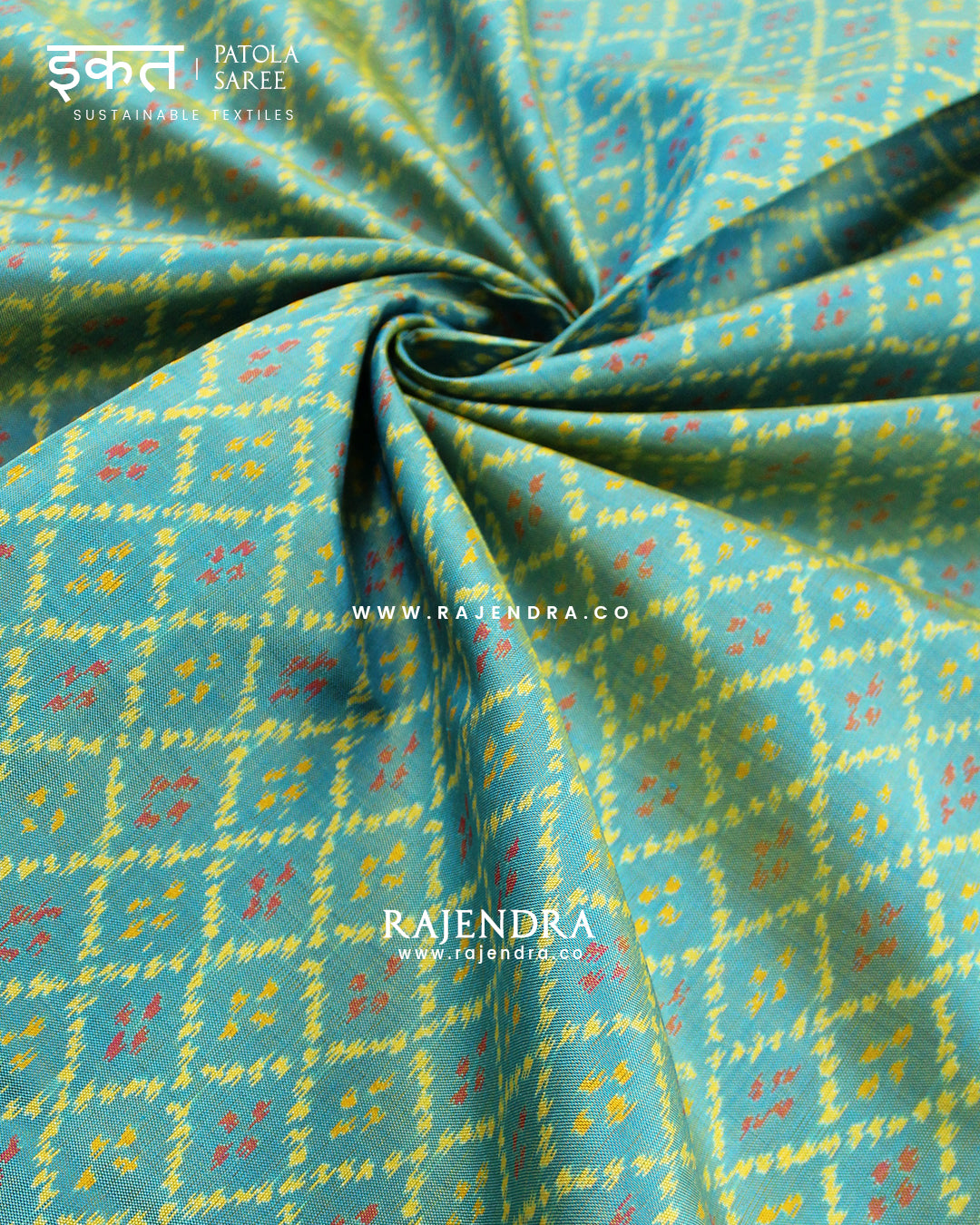 Traditional Sakali Design Pink and Light Blue Single Ikat Rajkot Patola Saree