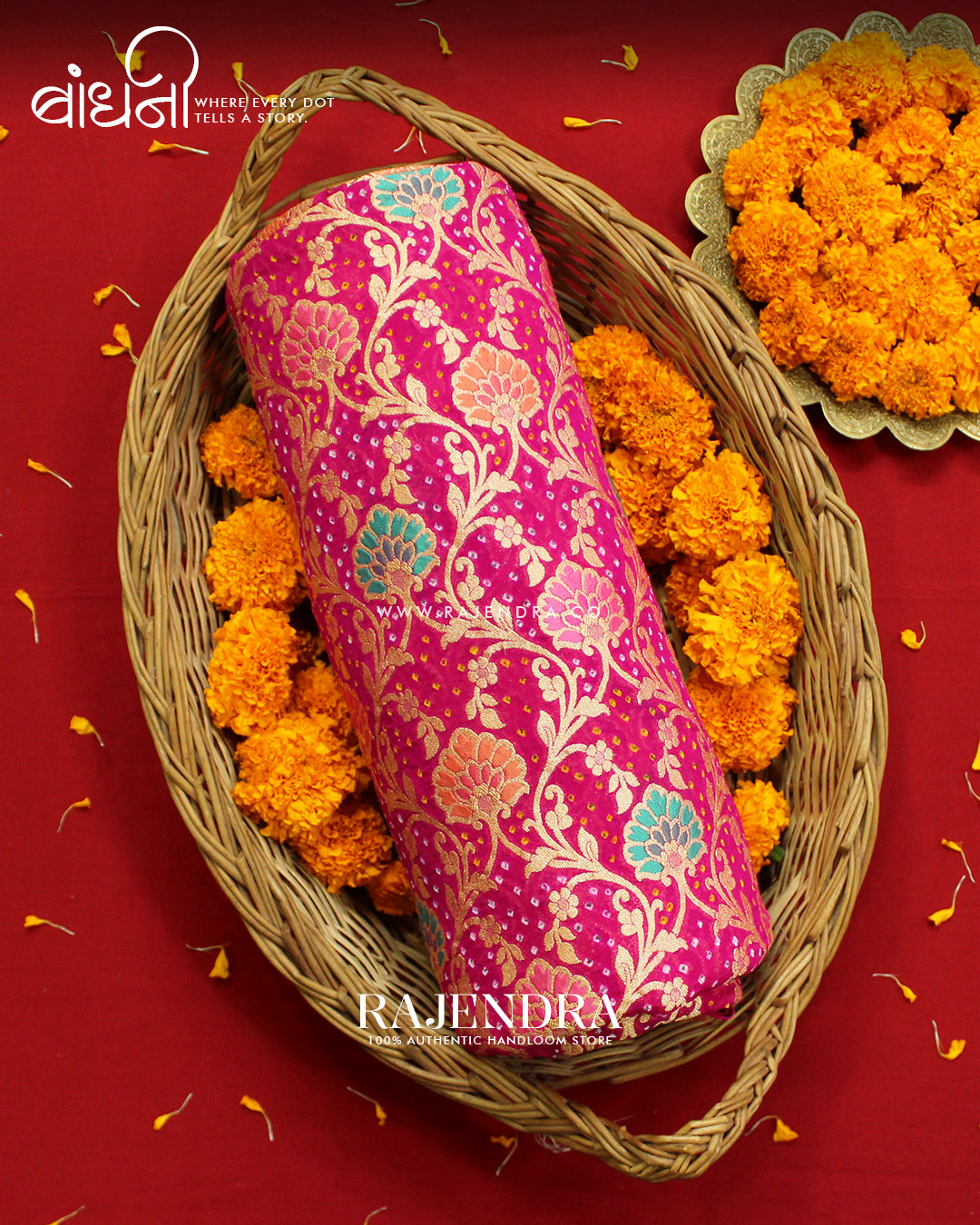 Traditional Meenakari Pink Pure Georgette Banarasi Bandhani Saree