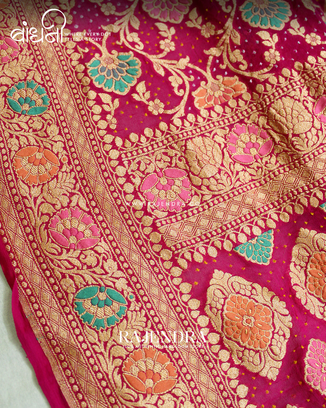 Traditional Meenakari Pink Pure Georgette Banarasi Bandhani Saree