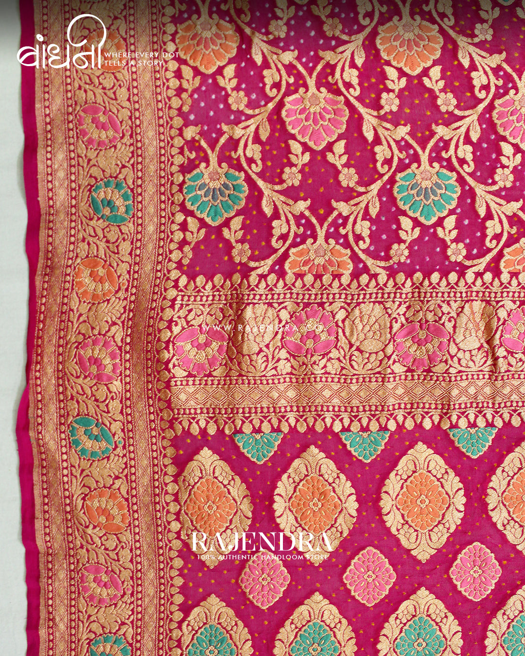 Traditional Meenakari Pink Pure Georgette Banarasi Bandhani Saree
