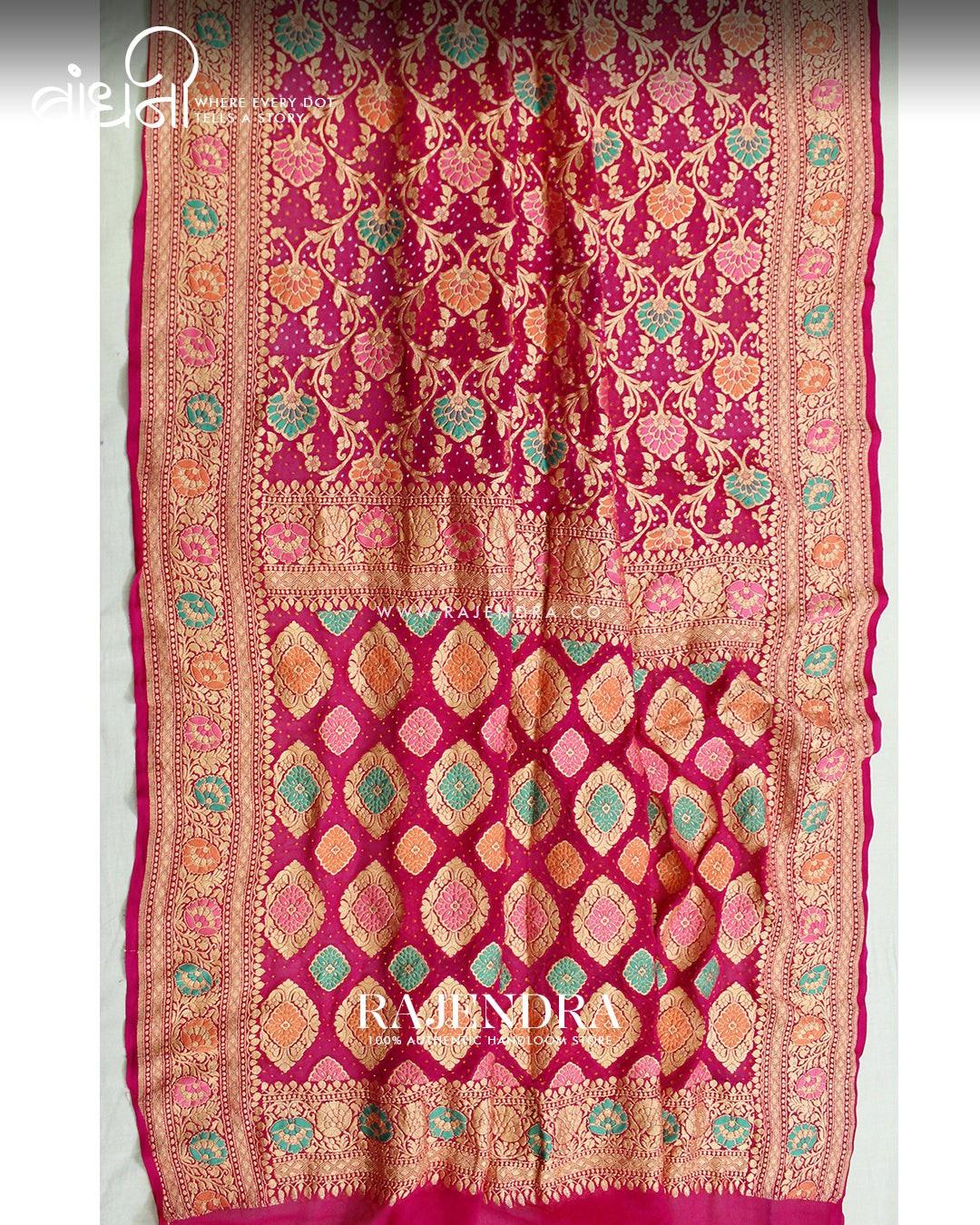 Traditional Meenakari Pink Pure Georgette Banarasi Bandhani Saree