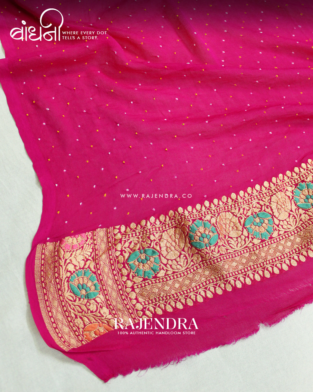 Traditional Meenakari Pink Pure Georgette Banarasi Bandhani Saree