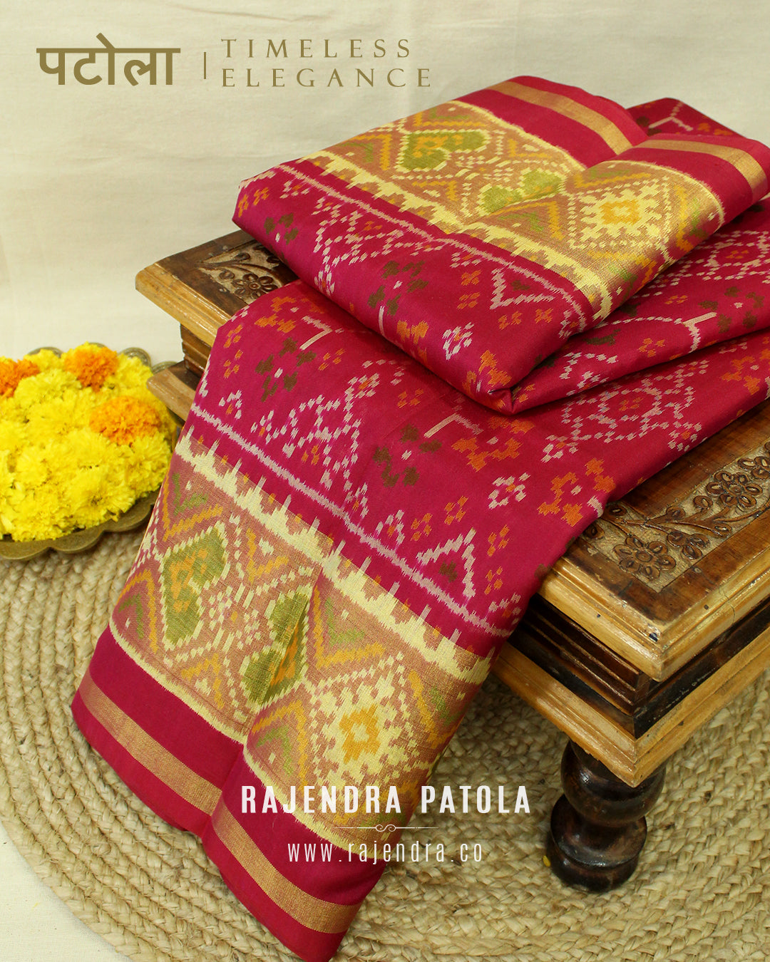 Traditional Navratna Bhat Single Ikat Rajkot Patola Saree