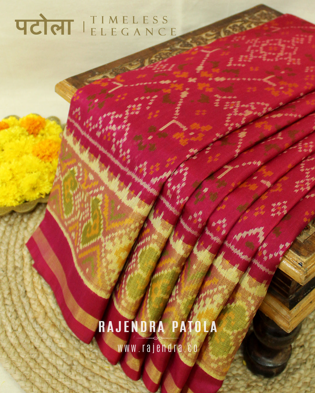 Traditional Navratna Bhat Single Ikat Rajkot Patola Saree