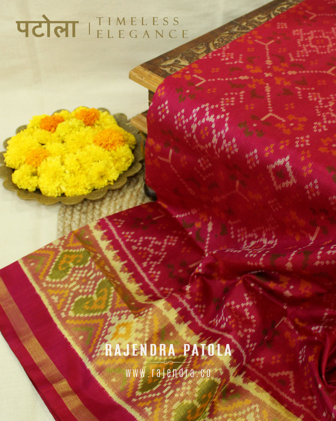 Traditional Navratna Bhat Single Ikat Rajkot Patola Saree