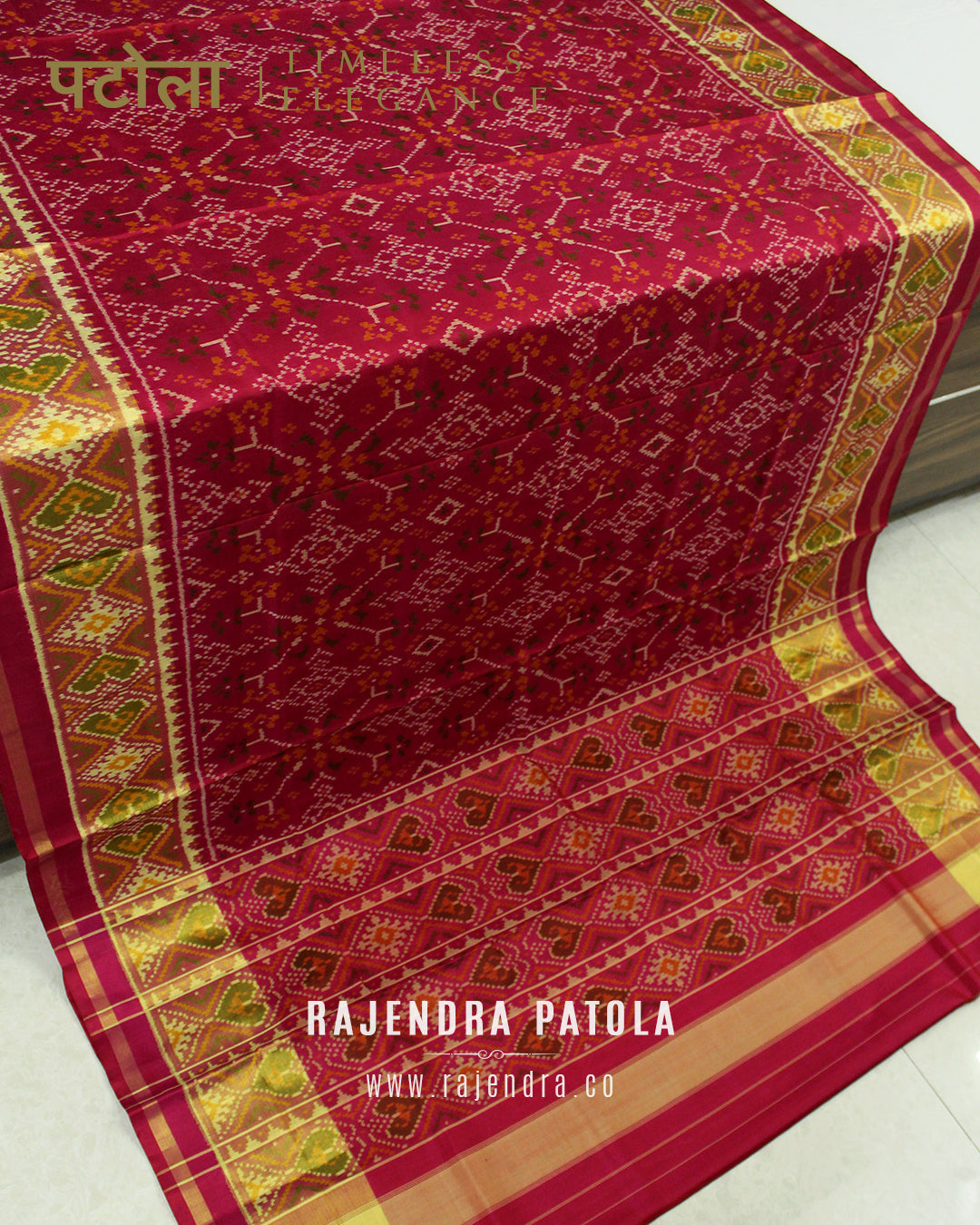 Traditional Navratna Bhat Single Ikat Rajkot Patola Saree