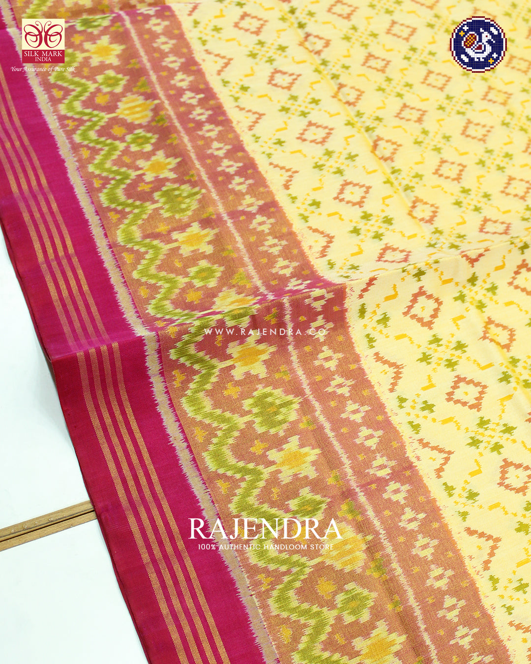 Traditional Buttonful Design Pink and Off-white Rajkot Patola Saree