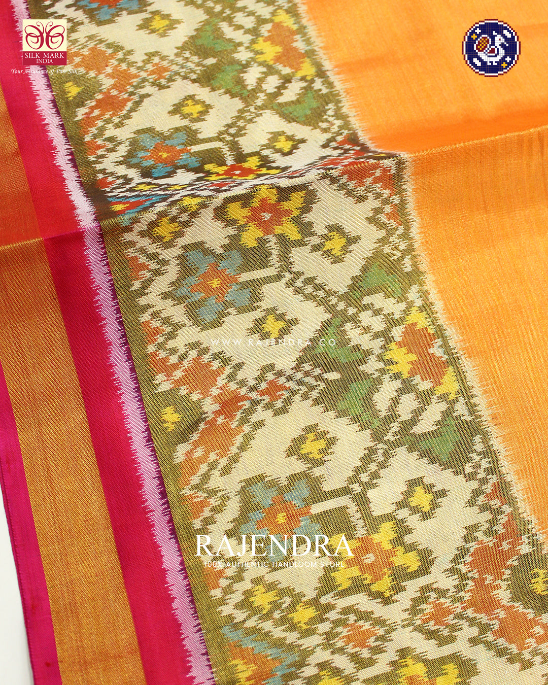 Exclusive Zari Tissue Gala Border Pink Orange Rajkot Patola Saree