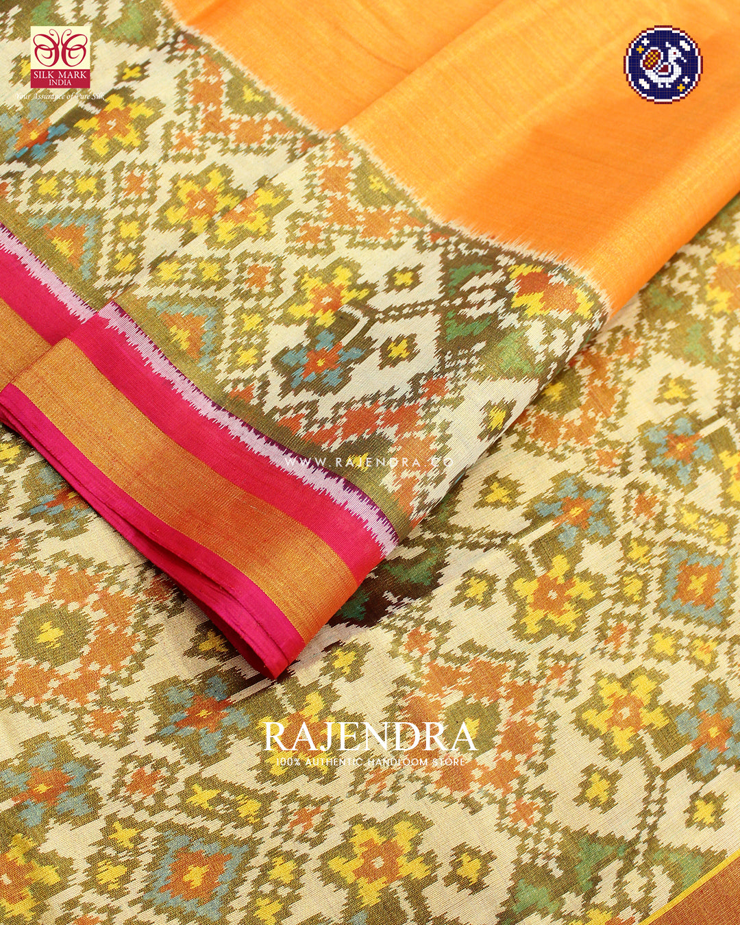 Exclusive Zari Tissue Gala Border Pink Orange Rajkot Patola Saree
