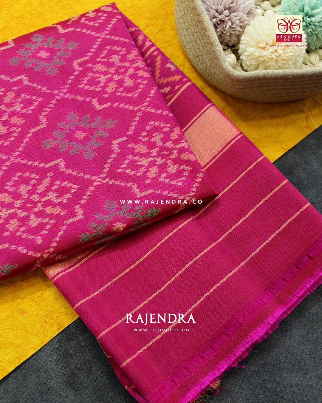 Traditional Panchanda Design Pink Single Ikat Rajkot Patola Dupatta