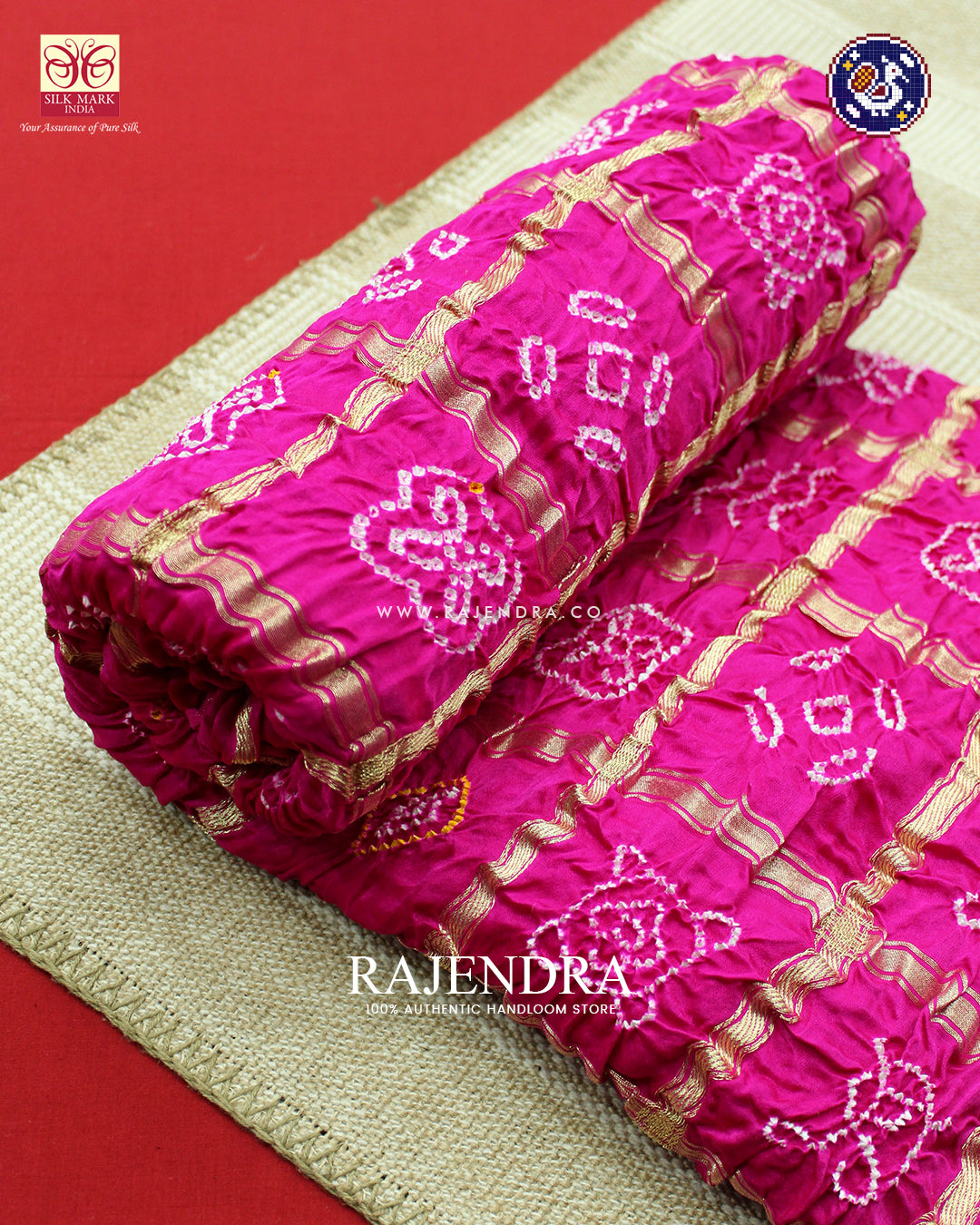 Traditional Pure Gaji Silk Pink Gharchola Bandhani Saree