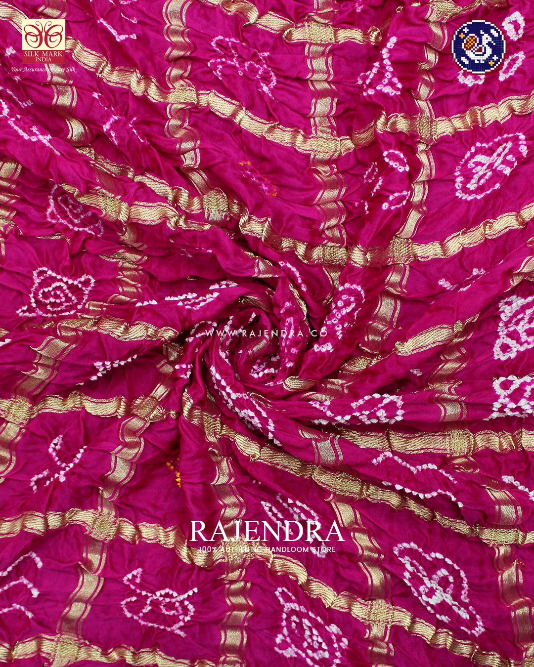 Traditional Pure Gaji Silk Pink Gharchola Bandhani Saree