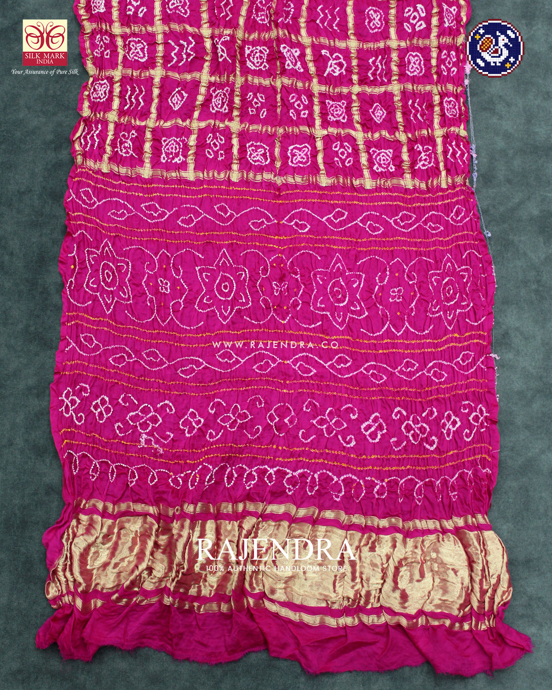 Traditional Pure Gaji Silk Pink Gharchola Bandhani Saree
