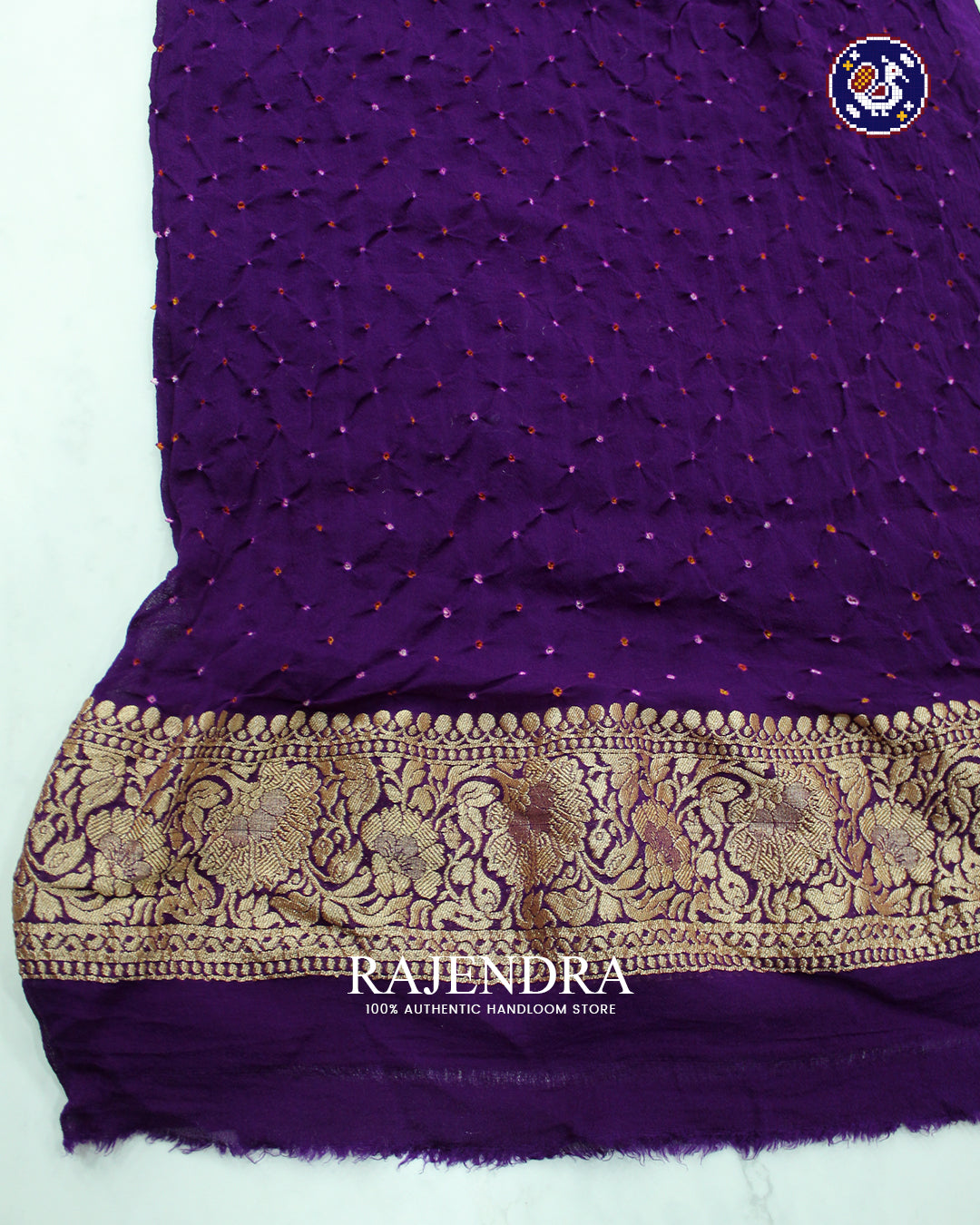 Traditional Khadi Georgette Pink and Purple Banarasi Bandhani Saree
