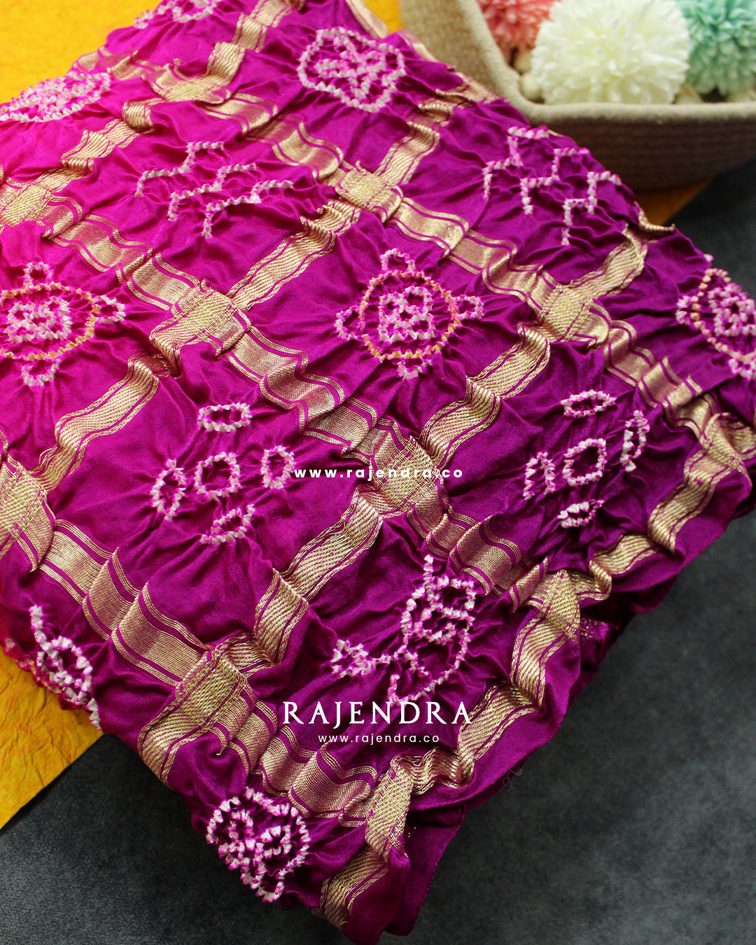 Traditional Hand Tie-dye Pure Gaji Silk Gharchola Bandhani Dupatta