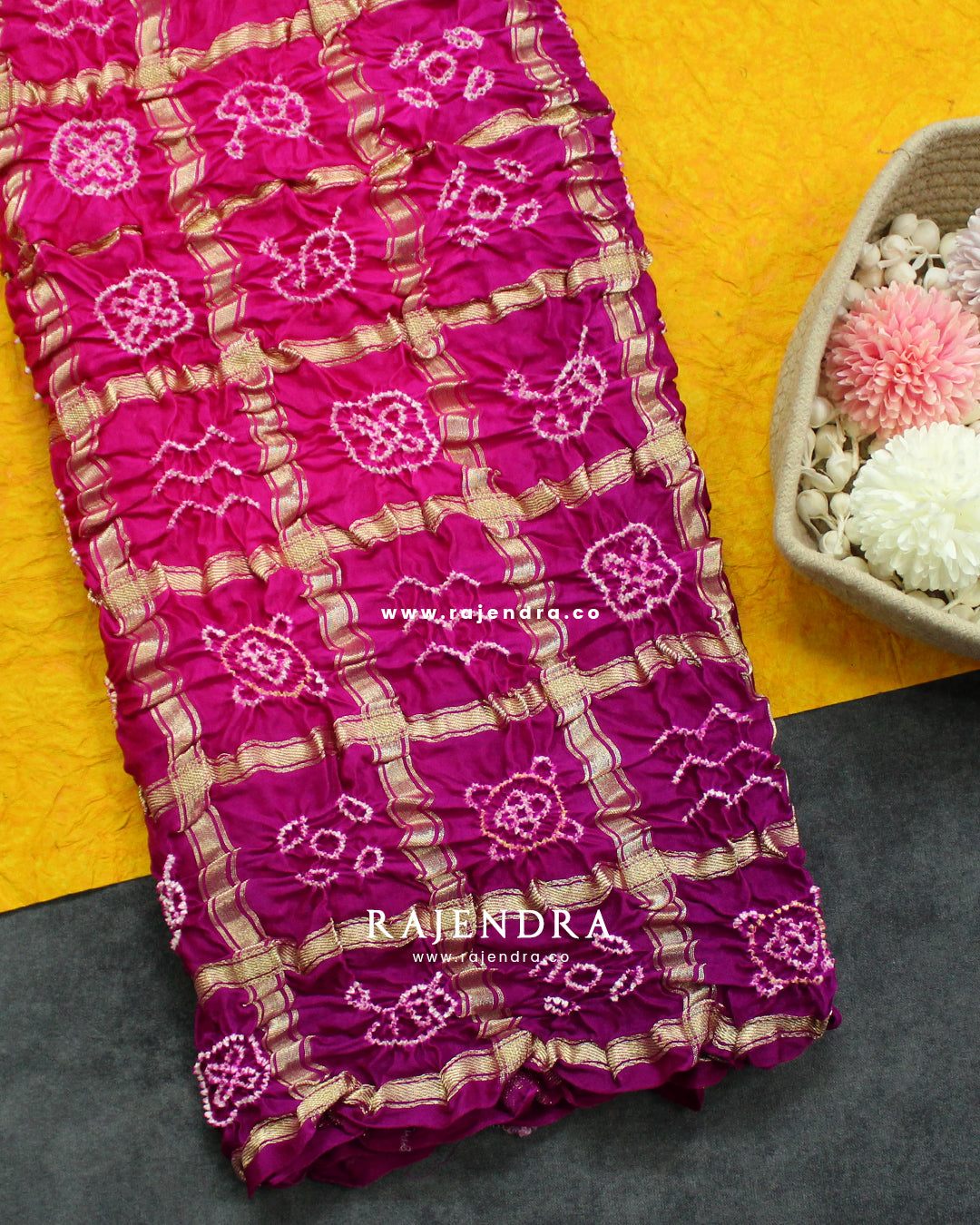 Traditional Hand Tie-dye Pure Gaji Silk Gharchola Bandhani Dupatta