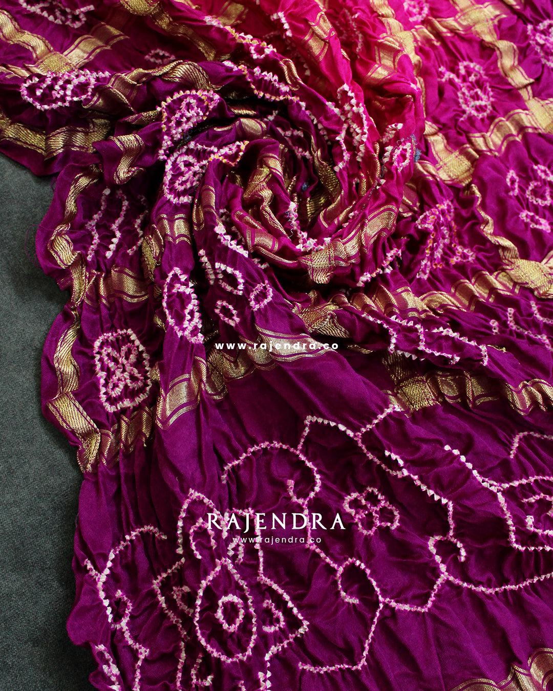 Traditional Hand Tie-dye Pure Gaji Silk Gharchola Bandhani Dupatta