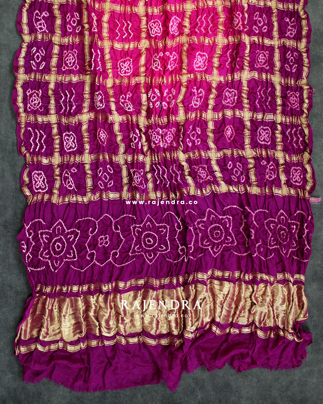 Traditional Hand Tie-dye Pure Gaji Silk Gharchola Bandhani Dupatta