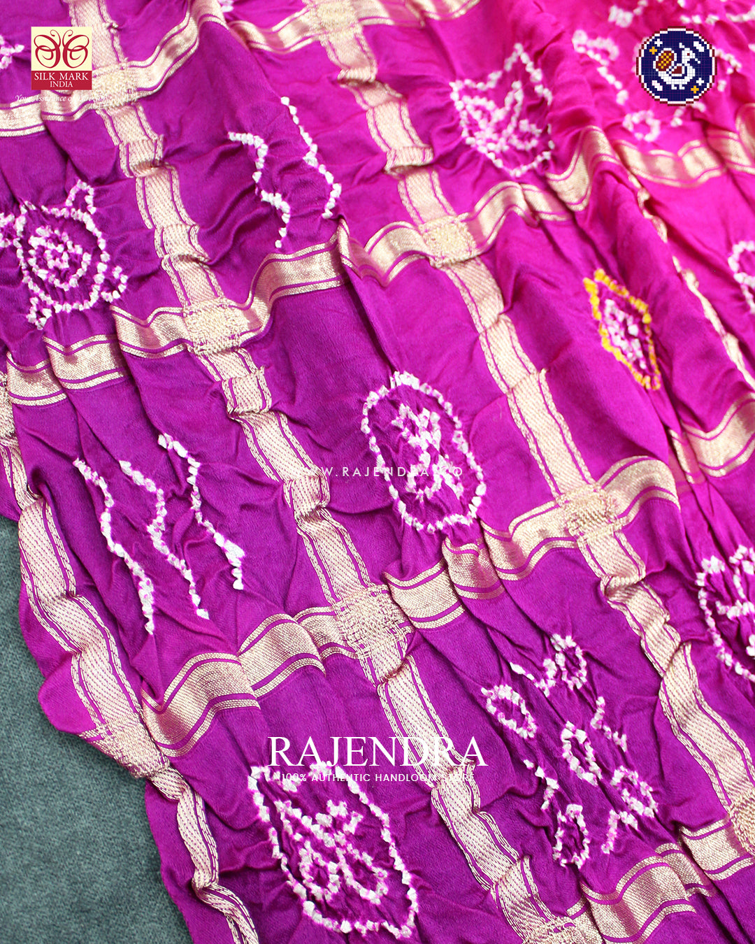 Traditional Pure Gaji Silk Pink and Purple Gharchola Bandhani Saree
