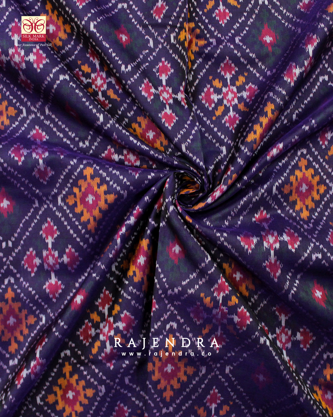 Traditional Panchanda Bhat Red and Purple Single Ikat Rajkot Patola Saree