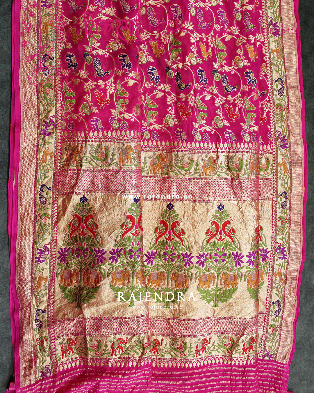 Exclusive Shikargah(शिकारगाह) Pure Georgette Pink Banarasi Dupatta