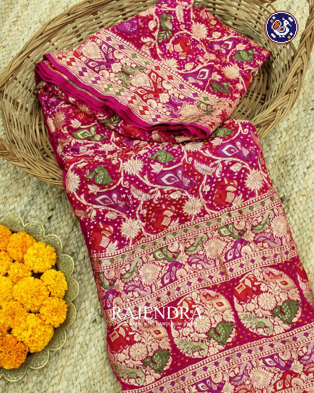 Traditional Shikargha Pink Banarasi Bandhani Dupaata