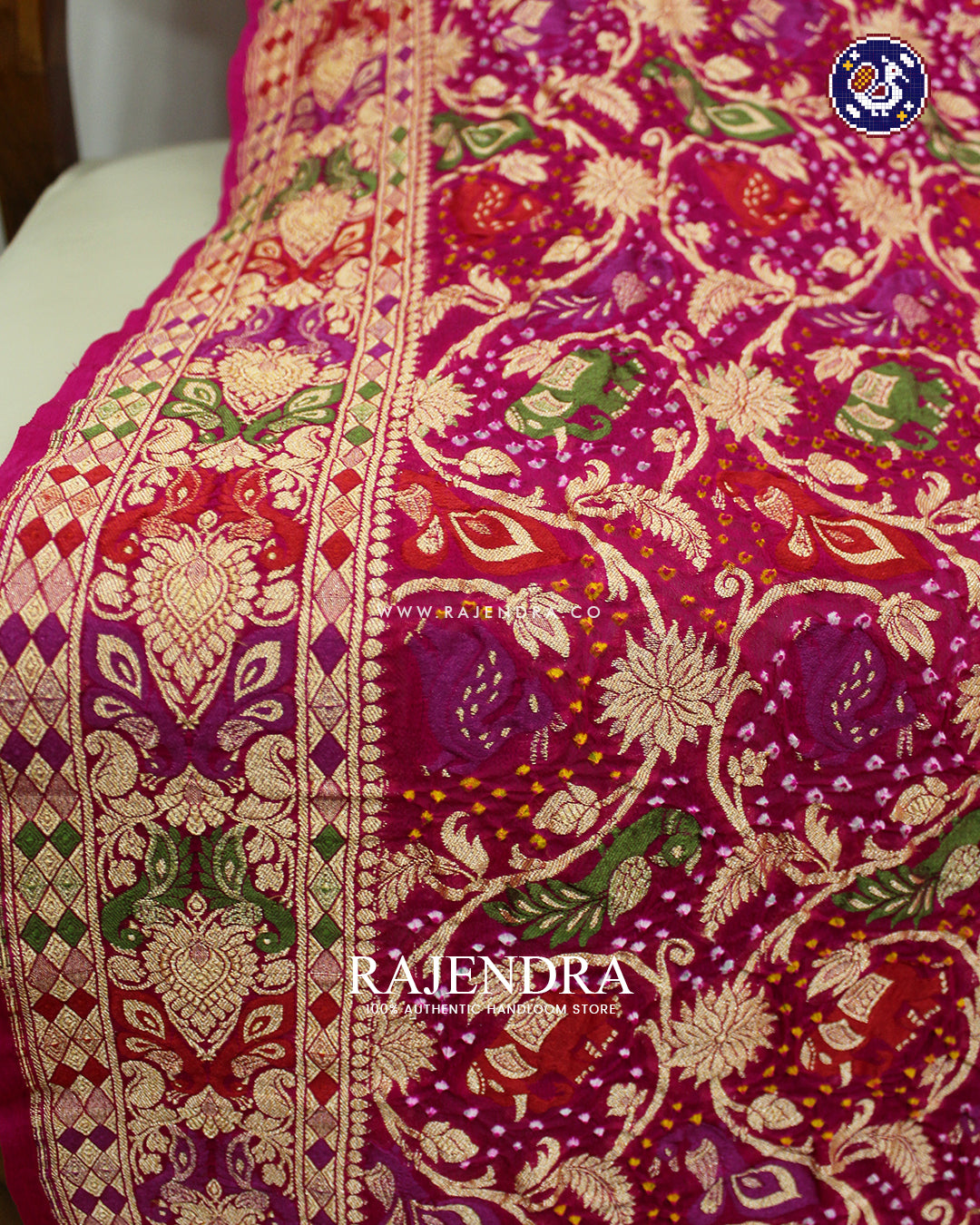 Traditional Shikargha Pink Banarasi Bandhani Dupaata