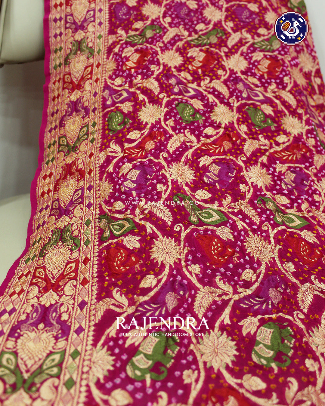 Traditional Shikargha Pink Banarasi Bandhani Dupaata