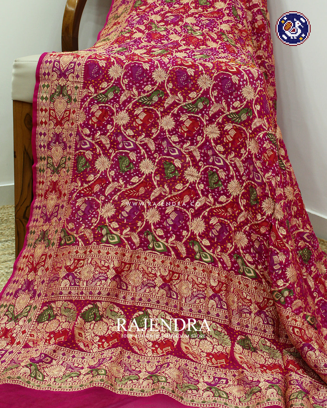 Traditional Shikargha Pink Banarasi Bandhani Dupaata