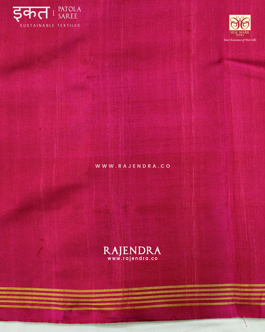 Traditional Navratna Pink and White Semi Double Ikat Rajkot Patola Saree