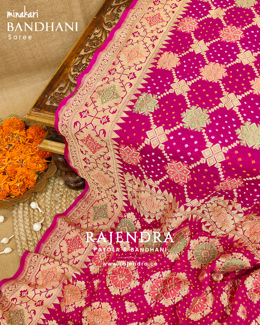 Traditional Minakari Pure Georgette Banarasi Bandhani Saree
